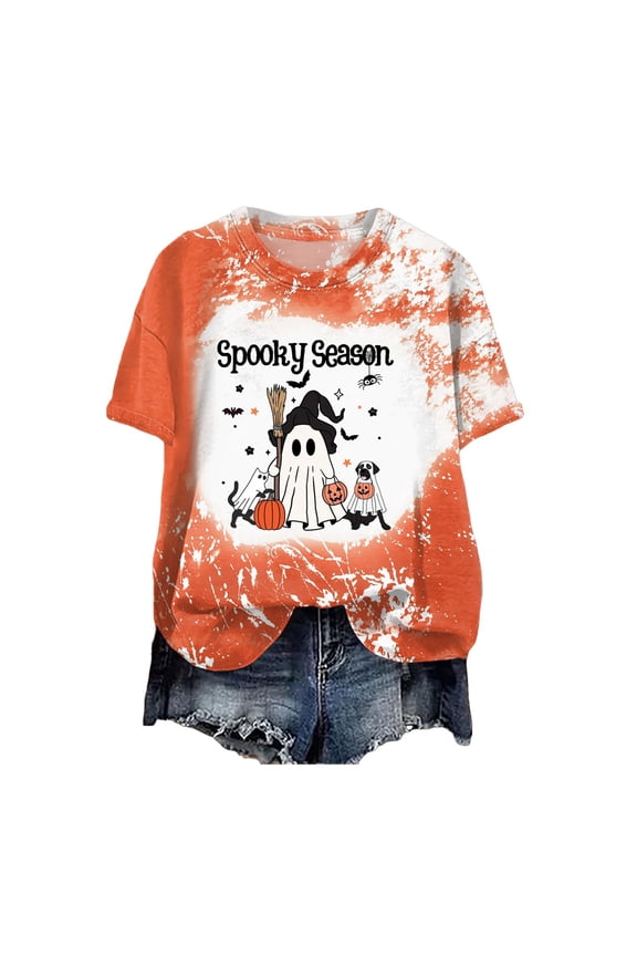 Fall Shirts for women's Halloween Pumpkin Graphic Tees Thanksgiving Family Turkey Tops Cute Autumn Thankful T-Shirt(Orange,XL)