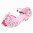 thumbnail image 1 of Hessimy Flower Girls Wedding Party Heel Princess Shoes Flats for Kid Toddler Low Heels Glitter Flower Party Wedding Footwear sandals school performance shoes (Pink,11), 1 of 5