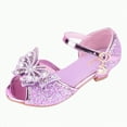 thumbnail image 1 of Hessimy Flower Girls Wedding Party Heel Princess Shoes Flats for Kid Toddler Low Heels Glitter Flower Party Wedding Footwear sandals school performance shoes (Purple,11.5), 1 of 4