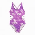 thumbnail image 1 of Hessimy Girl Beach Sport Cut-Out One Piece Swimsuit,Sport Swimsuit（Purple，9-10 Years）, 1 of 7