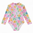 thumbnail image 1 of Hessimy Girl Long Sleeve Ruffle Swimsuit One Piece Bathing Suit with UPF 50+ Sun Protection(Yellow,5-6 Years), 1 of 1