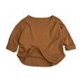 thumbnail image 1 of Hessimy Girl Long Sleeve Shirts Christams Tops Tees Cotton Casual Stripe Crewneck Graphic Tunic T-Shirts(A8-Brown,12-18 Months), 1 of 4