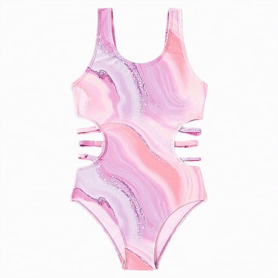 Hessimy Girl Long Sleeve Swimsuit One Piece Ruffle Rash Guard Bathing Suit UPF 50+ Swimwear,Ruffle Rash Guard(Pink,7-8 Years)