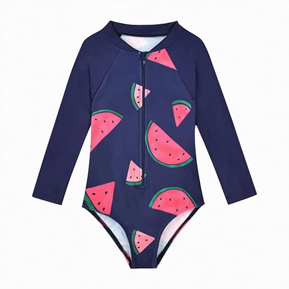 Hessimy Girl One Piece Swimsuit Kids Bathing Suit,Sun Protection,Breathable Quick-Dry,Adjustable Strap,Stretchy,Breathable Fabric(Navy,3-4 Years)