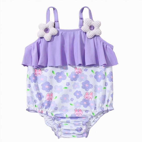 Hessimy Girl One Piece Swimsuit Quick Dry Bathing Suit Cross Shoulder Strap Beach Swimwear,Cross Shoulder Strap(Purple,0-6 Months)