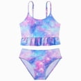 thumbnail image 1 of Hessimy Girl Ruffles One Piece Swimsuit Quick Dry Beach Sport Swimwear(Blue,5-6 Years), 1 of 7