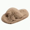thumbnail image 1 of Hessimy Girl'S Fuzzy Fluffy Slippers Open Toe Cross Band Soft Plush House Slippers Kids Slippers Cow Slippers Toddler Slippers Catoon Warm Slippers Indoor (Khaki,28), 1 of 6