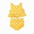 thumbnail image 1 of Hessimy Girl Swimsuit 2 Piece Solid Color+Tropical Print Tankini Swimsuits Modest Swimwear Girl Bathing Suit（Yellow,18-24 Months), 1 of 4