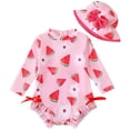 thumbnail image 1 of Hessimy Girl Swimsuit Color Block Adjustable Thick Strap One Piece Bathing Suit(Pink,6-12 Months), 1 of 7