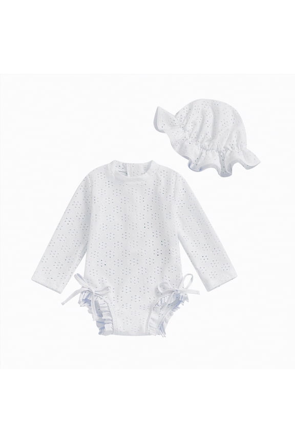 Girl Swimsuit Infant Bathing Suit Newborn One Piece Cute Summer Beach Swim Suit(White,3-6 Months)