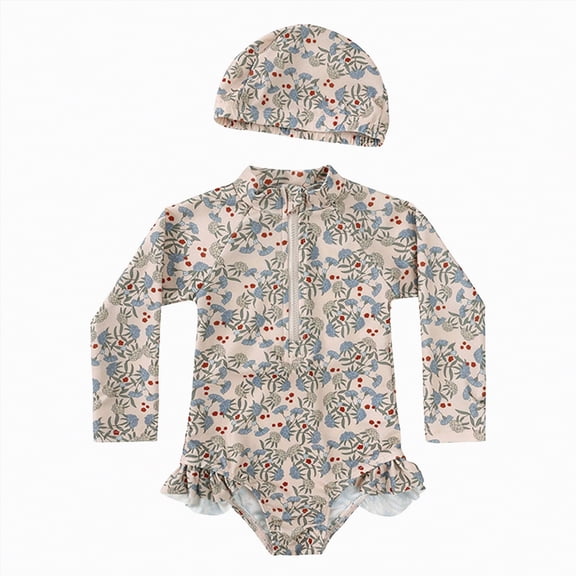 Hessimy Girl Swimsuit One Piece Bathing Suit Crossback Straps Cute Pool Beach Swimwear Quick Dry,Pool Beach Swim（Red，9-12 Months）