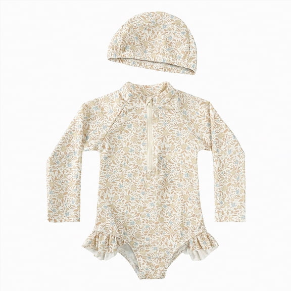 Hessimy Girl Swimsuit One Piece Bathing Suit Crossback Straps Cute Pool Beach Swimwear Quick Dry,Pool Beach Swim（Yellow，9-12 Months）