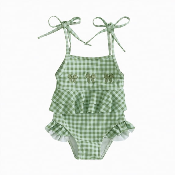 Hessimy Girl Swimsuit One Piece Bathing Suit Swimwear,Kids Bathing Suit(Green,6-12 Months)
