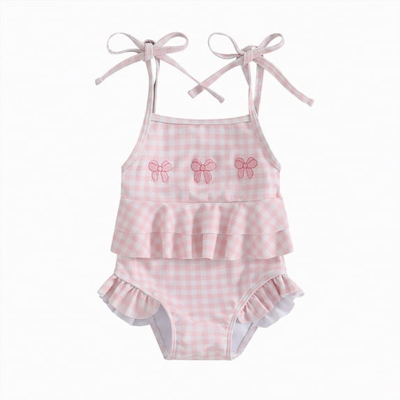 Hessimy Girl Swimsuit One Piece Bathing Suit Swimwear,Kids Bathing Suit(Pink,18-24 Months)