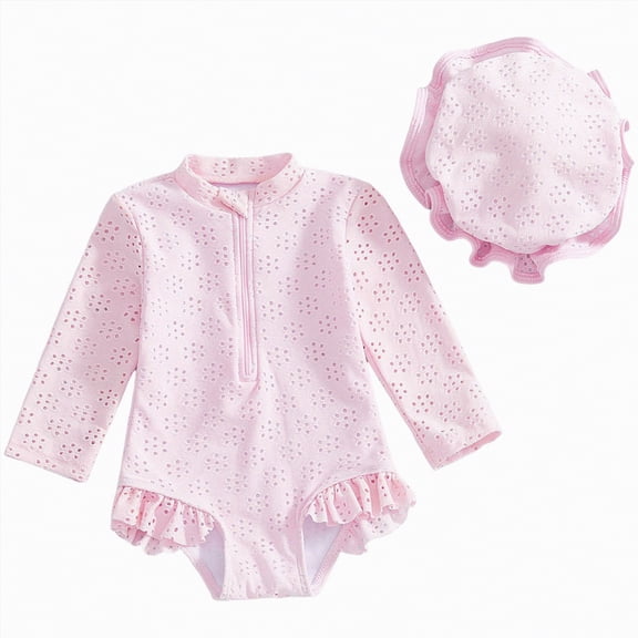 Hessimy Girl Swimsuit One Piece Kids Bathing Suit Back Cutout Summer Beach Swimwear,Back Cutout(Pink,18-24 Months)