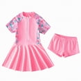 thumbnail image 1 of Hessimy Girl Swimsuit One Piece Ruffle Solid Color Ruched Bathing Suit Adjustable Straps Swimwear(Pink,5-6 Years), 1 of 1