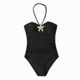thumbnail image 1 of Hessimy Girl Swimsuit Solid Color One Piece Bathing Suit Set,Solid Set（Black，15-16 Years）, 1 of 8