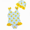 thumbnail image 1 of Hessimy Girl Swimsuit Solid Color One Piece with Cover Up Bathing Suit Set(Yellow,6-7 Years), 1 of 6