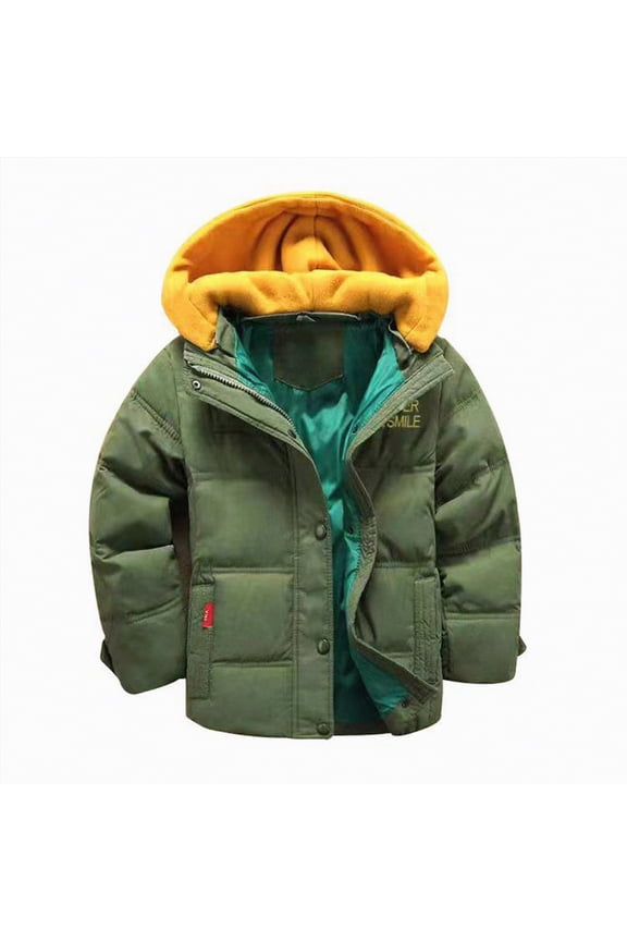 Girl Winter Coats Heavyweight Hooded Puffer Jacket Kid Parka Fleece Snow Outwear winter coat Water-Resistant windproof boys with Detachable Hood jacket (Army Green,7-8 Years)