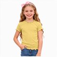 thumbnail image 1 of Hessimy Girl's Basic T-Shirts Set Crew Neck Short Sleeve Crop Top Summer Fitted Tees(Yellow,5-6 Years), 1 of 6