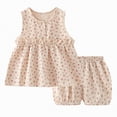 thumbnail image 1 of Hessimy Girls Clothes Summer 2 Piece Outfits T-Shirts and Biker Shorts Kids Fashion Clothing Sets,Biker Shorts(Khaki,12-18 Months), 1 of 3