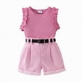 thumbnail image 1 of Hessimy Toddler Kids Girl Clothes Floral Letter Graphic Top + Shorts 2PC Girls Summer Short Set(Red,12-18 Months), 1 of 7