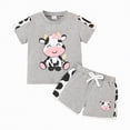 thumbnail image 1 of Hessimy Toddler Baby Girl Clothes for 2t 3t Girls Cute Summer Short Sleeve T-Shirt Tops Shorts Clothes Sets Baby Girl Outfits(Grey,6-9 Months), 1 of 7