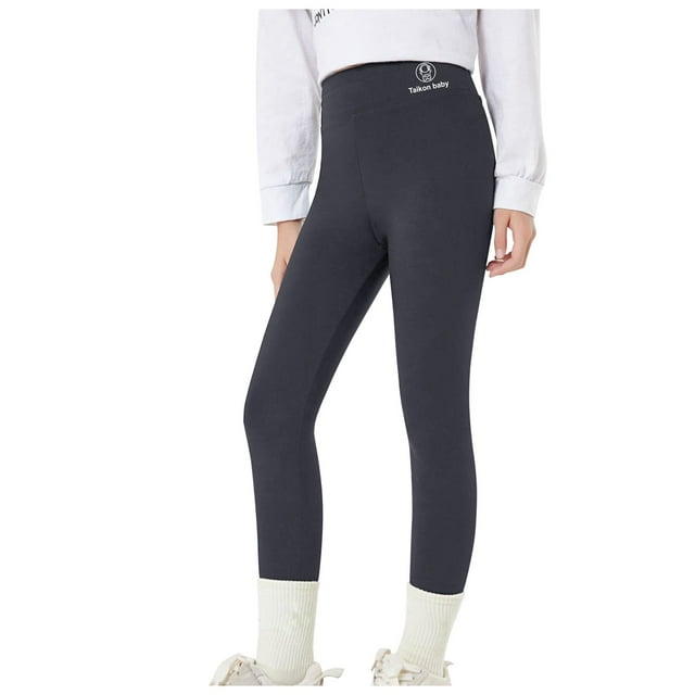 Hessimy Girls Athletic Leggings with Pockets Yoga Workout Active Leggings Pants for Teen Girls(Z04-Black,12-14 Years)