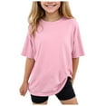 thumbnail image 1 of Hessimy Girls Athletic Shirts Quick Dry Girls Shirts Short Sleeve Crew Neck T Shirts, Summer Tee Tops for Teen Girls(Light Pink,120), 1 of 4