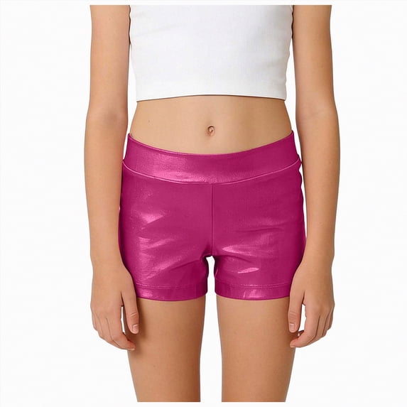 Hessimy Girls Athletic Shorts with Pockets Running Shorts Volleyball Soccer Shorts Elastic Waist(Hot Pink,10-11 Years)