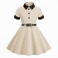 thumbnail image 1 of Hessimy Girls Back to School Kindergarten Ruffle Casual First Day of School Dress,casual wear(Beige,7-8 Years), 1 of 3