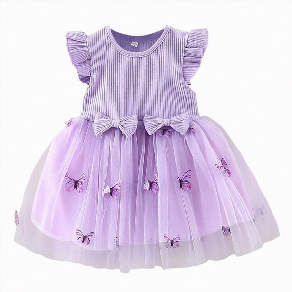 Hessimy Girls Back to School Summer Sleeveless Casual A-line Midi Dress Toddler Girls First Day of School Outfit,kindergarten(Purple,3-6 Months)