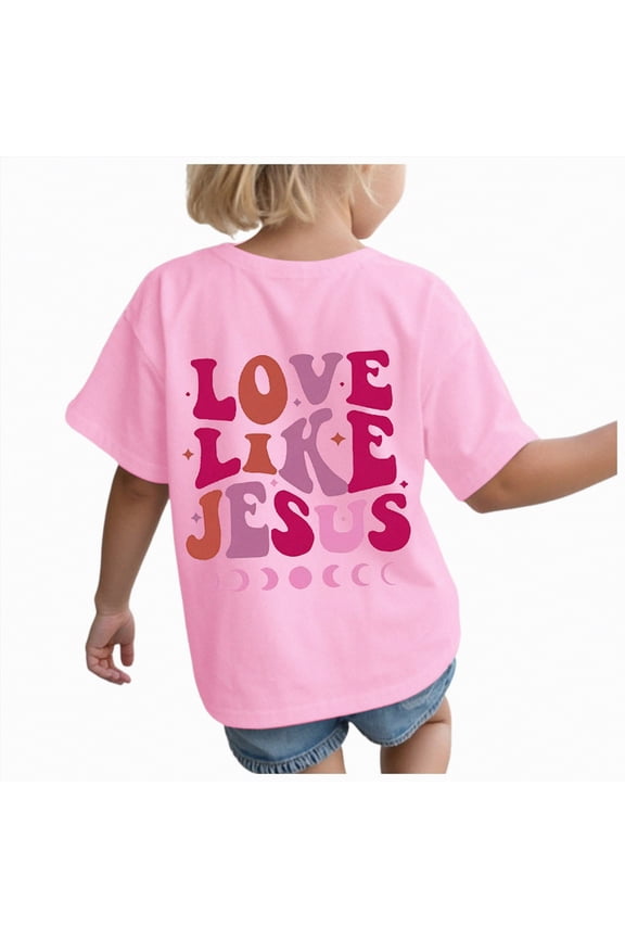 Girls Basic Plain T Shirts Kids Cotton Summer Tops Crewneck Short Sleeve Tees(Pink,2-3 Years)