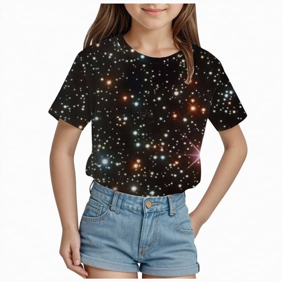 Hessimy Girls Basic Short Sleeve Layering Tee(Black,12-13 Years)