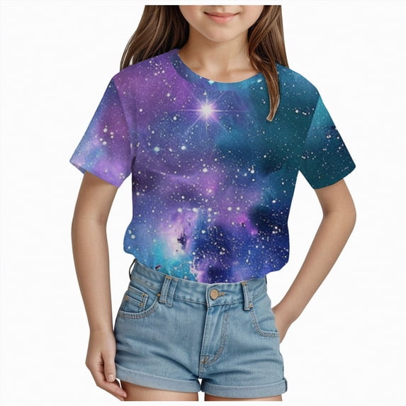 Hessimy Girls Basic Short Sleeve Layering Tee(Light Purple,10-11 Years)