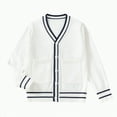 thumbnail image 1 of Hessimy Girls Cardigan Button Front Cable Knitted School Uniform Sweater For 6-12 Years Cardign Pullover Knit Outerwear Lightweight (White,7-9 Years), 1 of 4