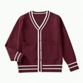 thumbnail image 1 of Hessimy Girls Cardigan Button Front Cable Knitted School Uniform Sweater For 6-12 Years Cardign Pullover Knit Outerwear Lightweight (Wine,9-11 Years), 1 of 4