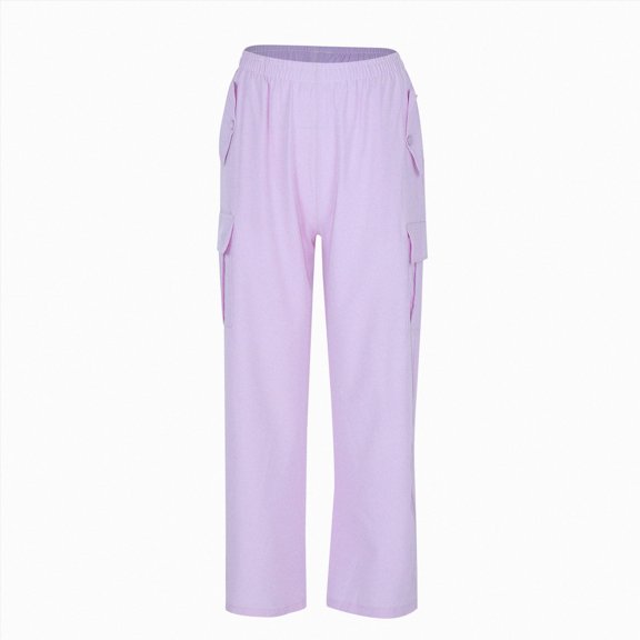 Hessimy Girls Cargo Pants- Casual Cotton Fashion Drawstring Kids Jogger Pants Casual Pants Jeans Girl Workwear Pants (Purple,8-9 Years)