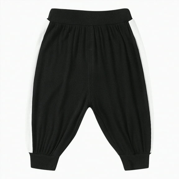 Hessimy Girls Cargo Pants With Pockets, Casual Drawstring Cotton Relaxed Fit Full Long Girls Pants Street Dance Sports Pants (Black,6-12 Months)