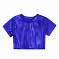 thumbnail image 1 of Hessimy Girls Crop Tops Summer Short Sleeve Round Neck T Shirts Basic Tee for Kids,Round Neck(Blue,5-6 Years), 1 of 5