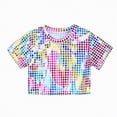 thumbnail image 1 of Hessimy Girls Crop Tops Summer Short Sleeve Round Neck T Shirts Basic Tee for Kids,Round Neck(Pink,6-7 Years), 1 of 1