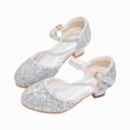 thumbnail image 1 of Hessimy Girls Dress Shoes Mary Jane Wedding Party Shoes Glitter Bridesmaids Princess Heels Low Heels Glitter Flower Party Wedding Footwear school Rhinestone Sequin (Silver,1), 1 of 8