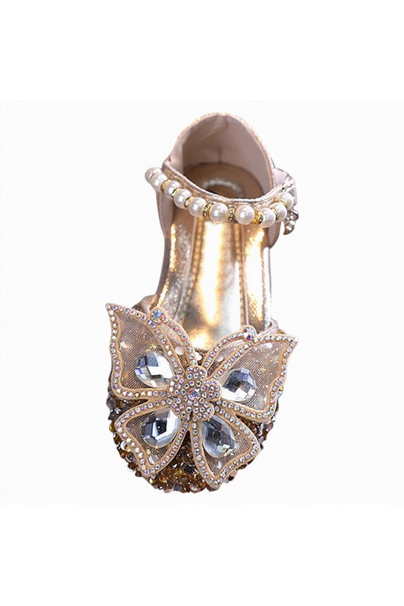 Girls Dress Shoes Princess High Heels Closed Toe Party Wedding Flower Girls Shoes Toddler Little Big Kid sandals school dailywear ballet Dancing shoes (Gold,3)