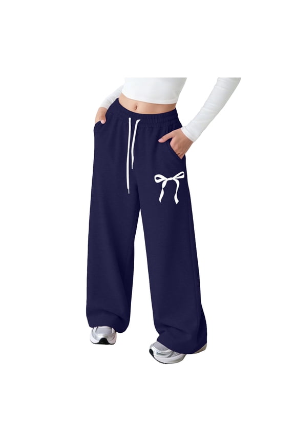 Girls Flare Leggings Kids High Waist Bell Bottom Pants Casual Cotton Leggings for Teen Girls(Navy,9-10 Years)
