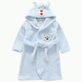thumbnail image 1 of Hessimy Girls Fleece Hooded Robes, Warm Printed Bath Robe For Kids Soft Fuzzy Bathrobe For Gifts Fall Winter Toddler Pajamas Sleepwear (Blue,2-3 Years), 1 of 6