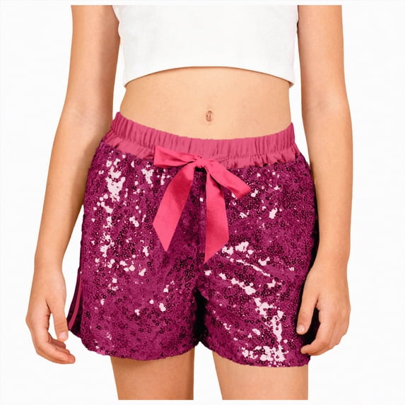 Hessimy Girls Flowy Shorts Butterfly Shorts for Kids with Pocket Athletic Shorts Running Shorts for Girls(Hot Pink,0-1 Years)