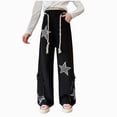 thumbnail image 1 of Hessimy Girls' Jeans Baggy High Waist Pants Wide Leg Pants Teen Clothing Justice Girls Clothing Little Girl Toddler Girl Cargo Pants (Black,8-9 Years), 1 of 5