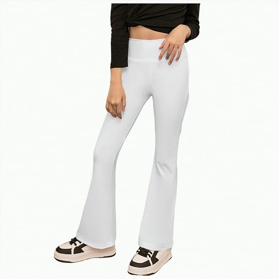 Hessimy Girls' Jeans Baggy High Waist Pants Wide Leg Pants Teen Clothing Justice Girls Clothing casual dance pants girls jeans Street Dance bell-bottoms (White,3-4 Years)