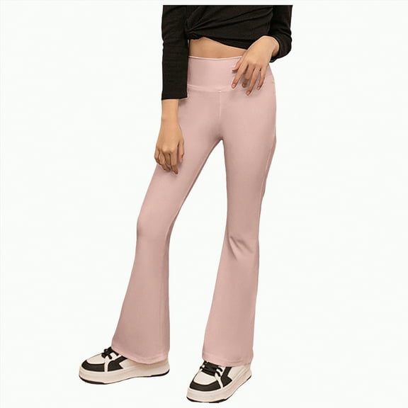 Hessimy Girls' Jeans Baggy High Waist Pants Wide Leg Pants Teen Clothing Justice Girls Clothing casual dance pants girls jeans Street Dance bell-bottoms (Pink,13-15 Years)