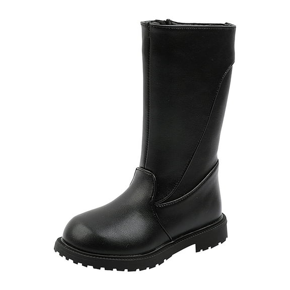 Hessimy Girls Knee High Boots Fashion Lug Sole Tall Riding Boots for Toddler Little Kid Big Kid black boots (Black,1)